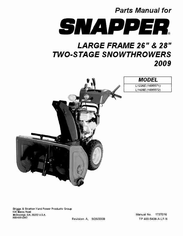 Snapper Snow Blower L1226E, L1428E-page_pdf